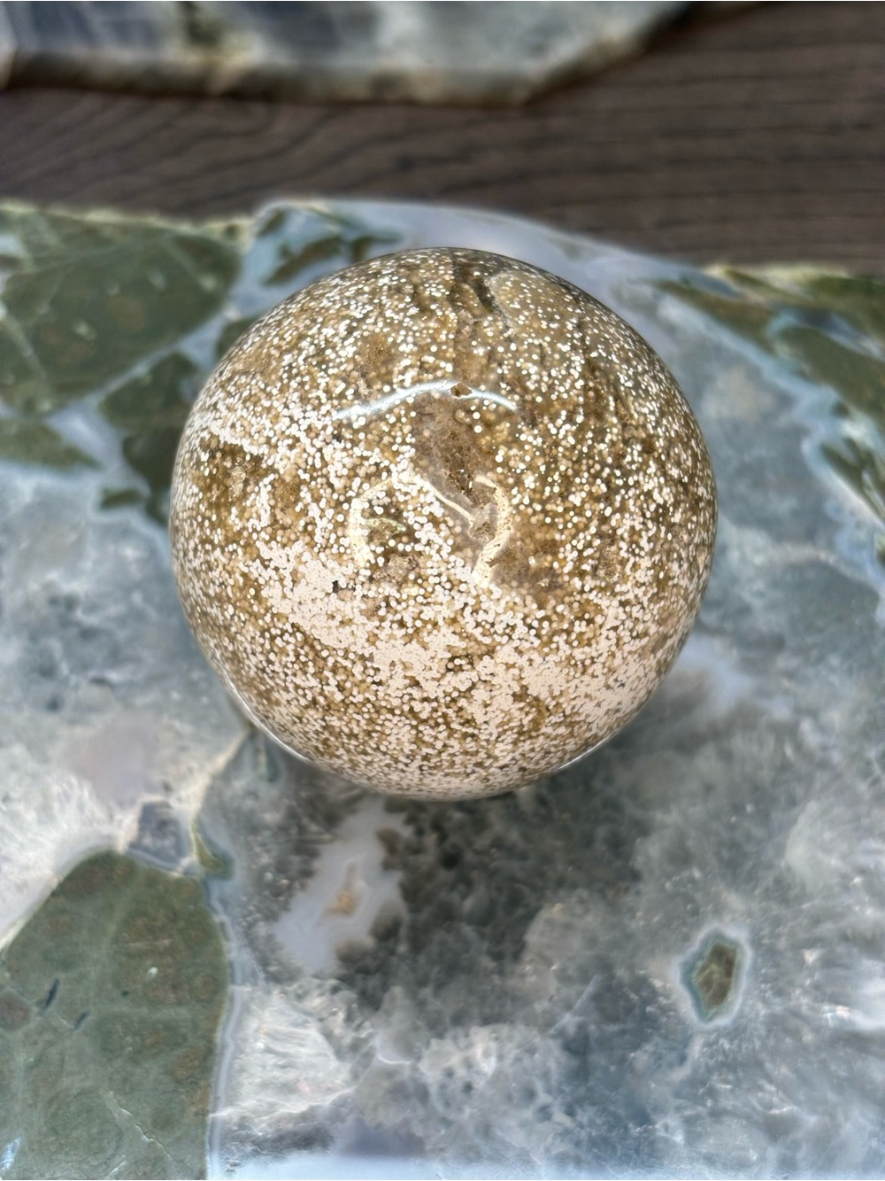 Ocean jasper bubble from Madagascar tan and white bubble tones